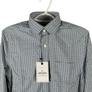 NEW UNTUCKit Mens Sheldrake Green Performance Shirt‎ 2XLT Slim Fit Plaid Nylon